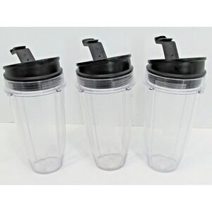 OEM Replacement 24oz Nutri Ninja Blender Cup with Sip & Seal Lid - lot of 3 !
